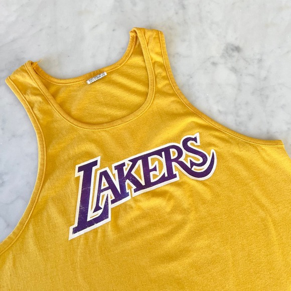 Vintage 80s 90s Los Angeles Lakers Basketball Sleeveless Tank Top - Picture 3 of 10